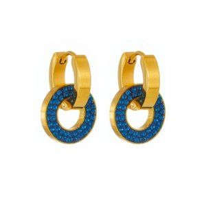 18k Gold Plated Blue Rhinestone Hoop Earrings